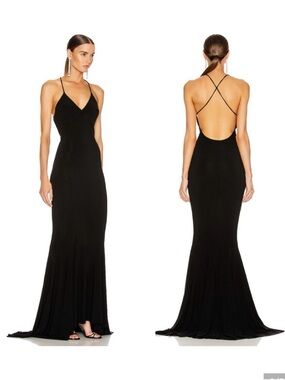Norma Kamali Black Backless Spaghetti-Strap Gown